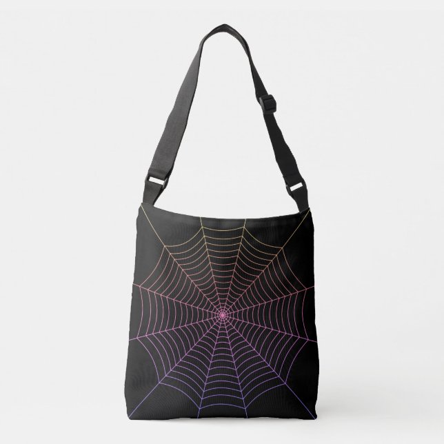 Sac Ajustable Spider web noir violet orange motif Halloween (Devant)