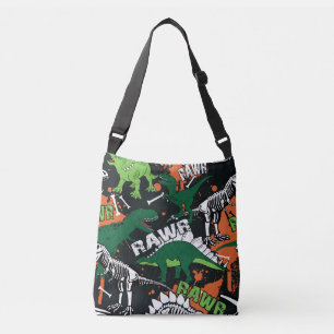 Sac Ajustable Squelette de dinosaure, motif sans soudure grunge.