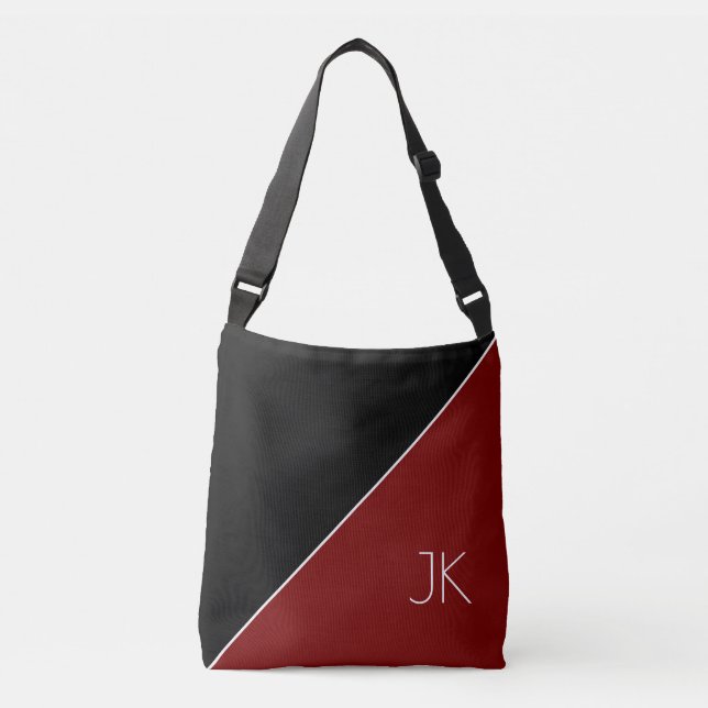 Sac Ajustable Stylish Black Red Personalized Initial Name  (Devant)