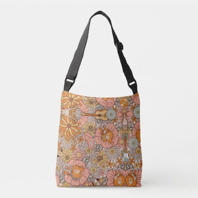 Sac Ajustable Super Retro 1960 Orange White Rabbit Guitar Daisy (Devant)