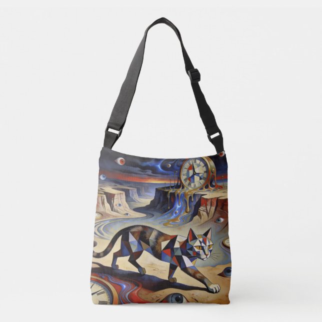Sac Ajustable Surreal Cat Melting Clocks Dali Picasso Inspired (Devant)