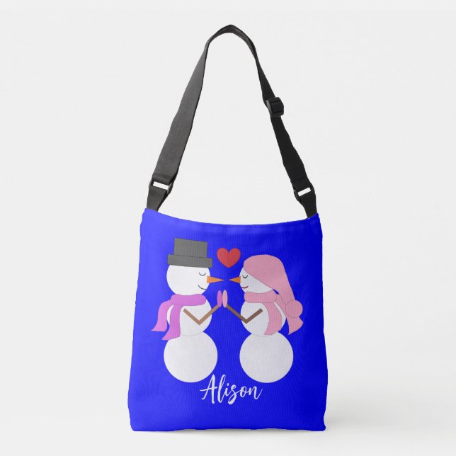 Sac Ajustable Sweet Snowpeople in Love: Blue (Devant)