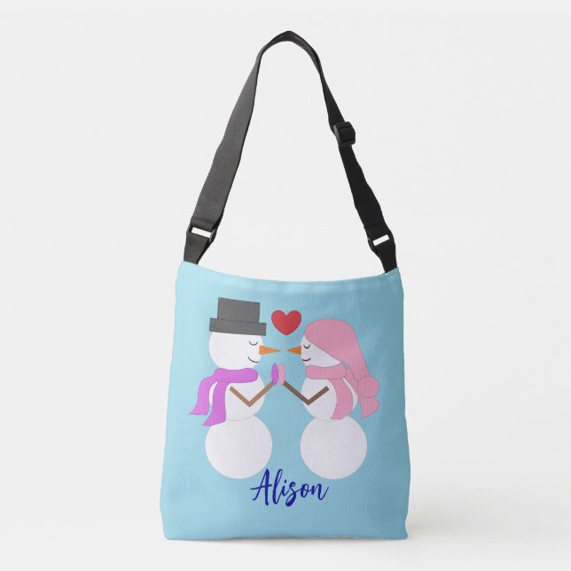 Sac Ajustable Sweet Snowpeople in Love:  Light Blue (Devant)