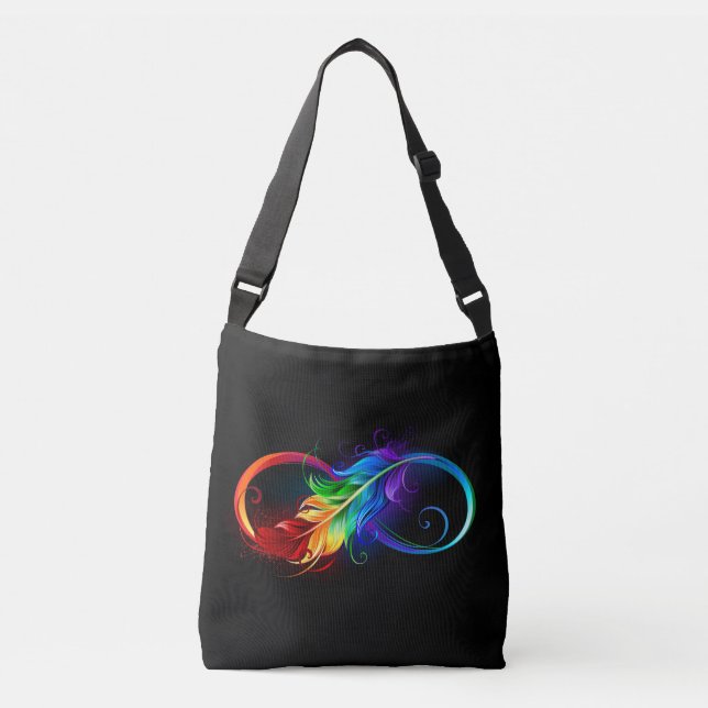 Sac Ajustable Symbole d'infini avec plume arc-en-ciel (Devant)