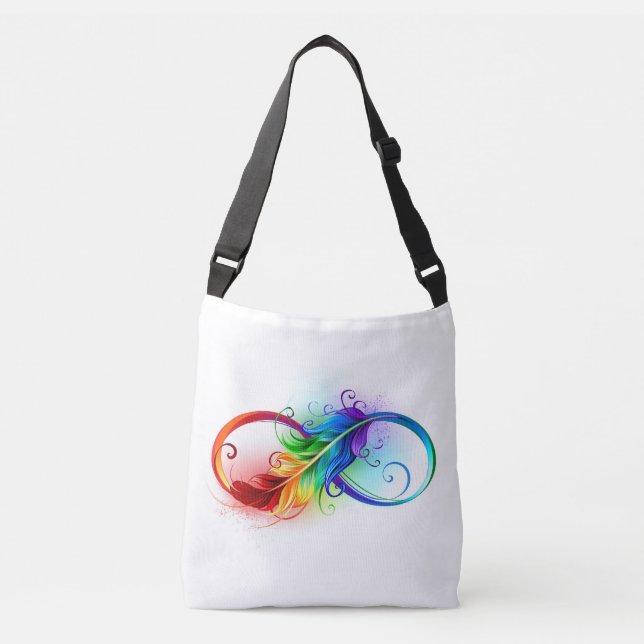 Sac Ajustable Symbole d'infini avec plume arc-en-ciel (Devant)