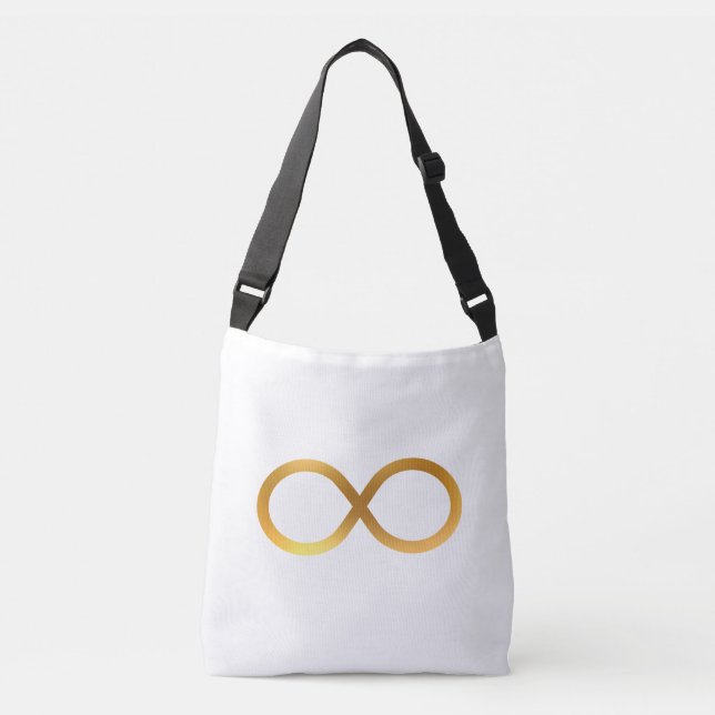 Sac Ajustable Symbole élégant d'infini doré sur fond blanc (Devant)