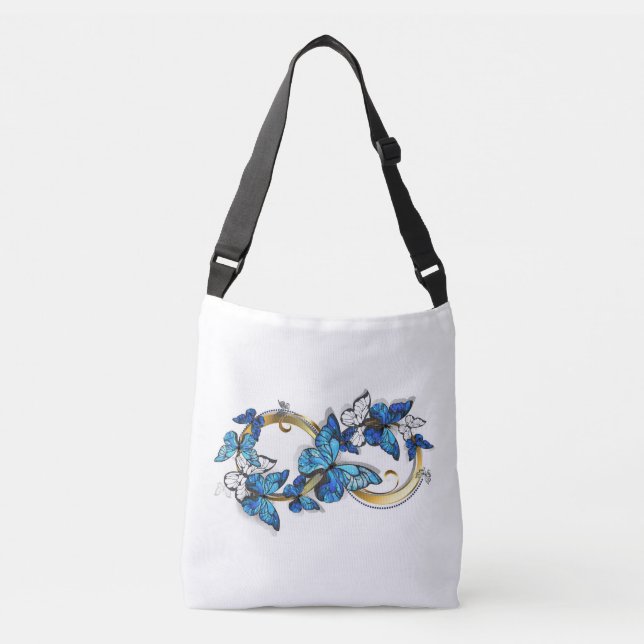 Sac Ajustable Symbole infini de papillons Morpho bleus (Devant)