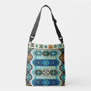 Sac Ajustable Tapis Oriental Turc Persan Vintage Bleu Vert