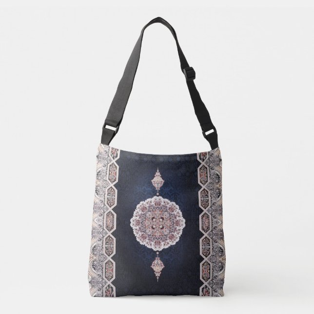 Sac Ajustable Tapis persan turc antique bleu (Devant)