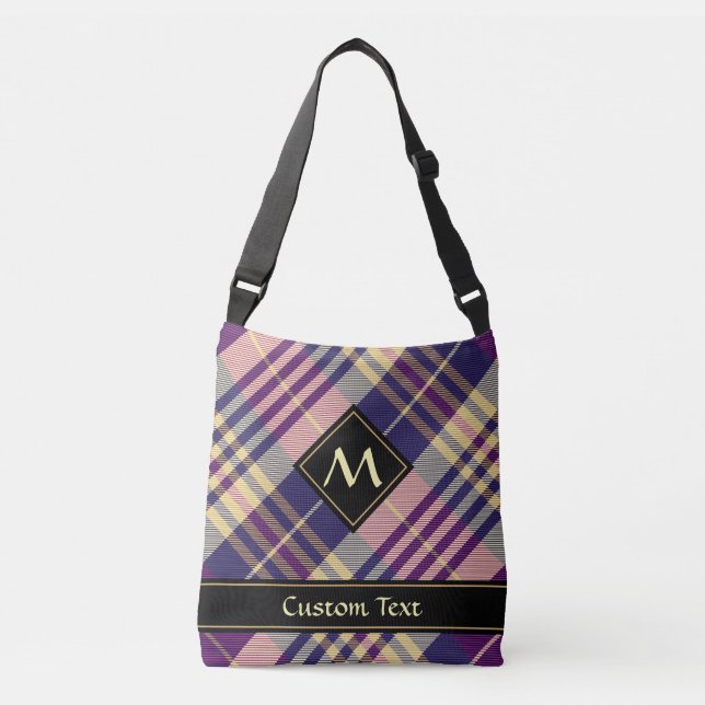 Sac Ajustable Tartan Violet, Or et Bleu (Devant)