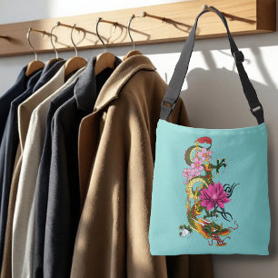 Sac Ajustable Tatouage de dragon chinois vert gras lotus sarcell