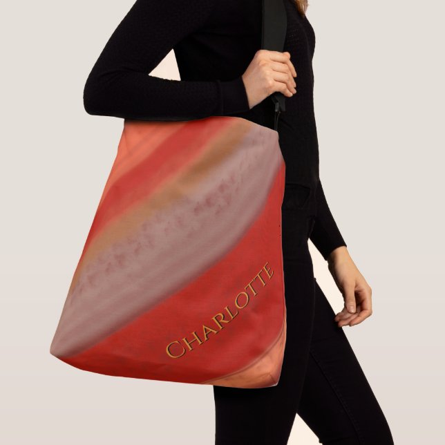 Sac Ajustable Terracotta Peach Stripes Nom personnalisé  (De près)
