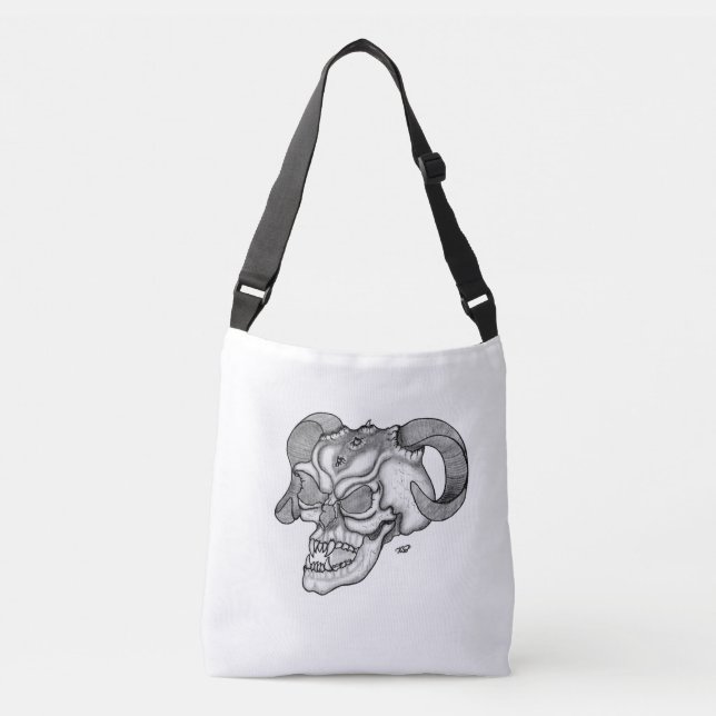 Sac Ajustable Tête de diable crâne noir et blanc (Devant)