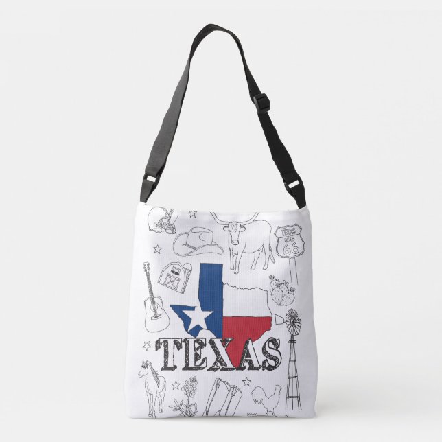 Sac Ajustable Texas Illustration Doodles of Texas Texas Motif (Dos)