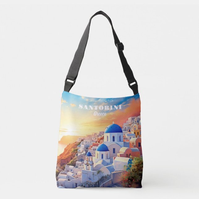 Sac Ajustable Texte personnalisé Coucher de soleil Santorin Grèc (Devant)