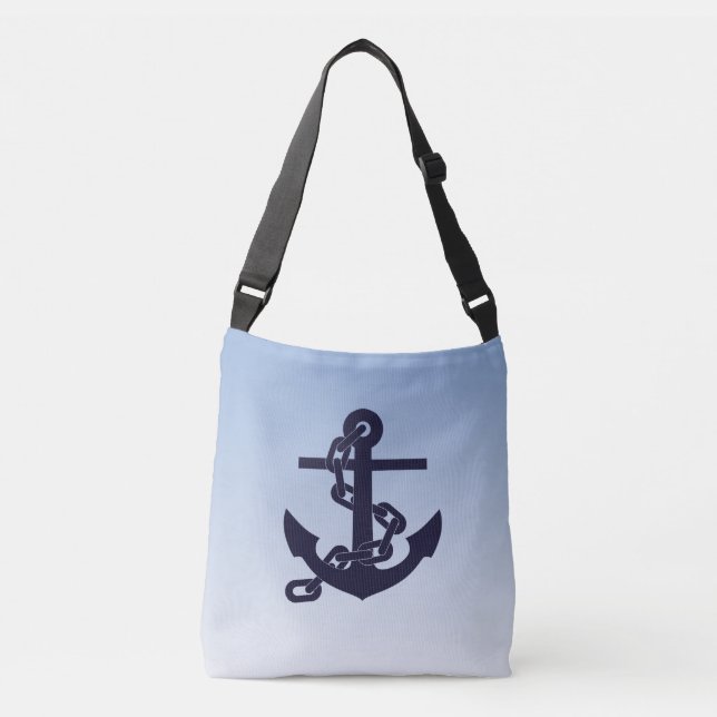 Sac Ajustable Thème nautique cool Ancre sur bleu ciel (Devant)