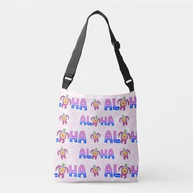 Sac Ajustable Tortue tropicale hawaïenne rose violet (Devant)