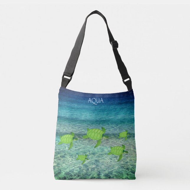 Sac Ajustable Tortues de mer dans l'océan & calligraphie (Devant)