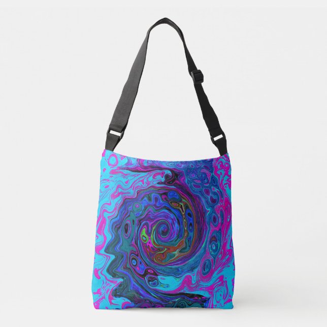 Sac Ajustable Tourbillon Abstrait Rétro Bleu et Violet (Devant)