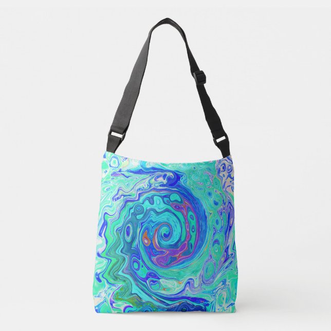Sac Ajustable Tourbillon Liquide Abstrait Bleu et Vert Groovy (Devant)