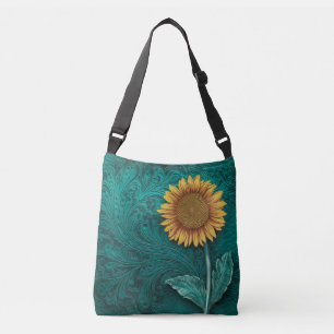 Sac Ajustable Tournesol jaune en cuir turquoise