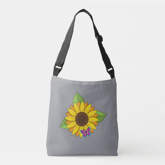 Sac Ajustable Tournesol jaune et papillon bleu rose (Devant)
