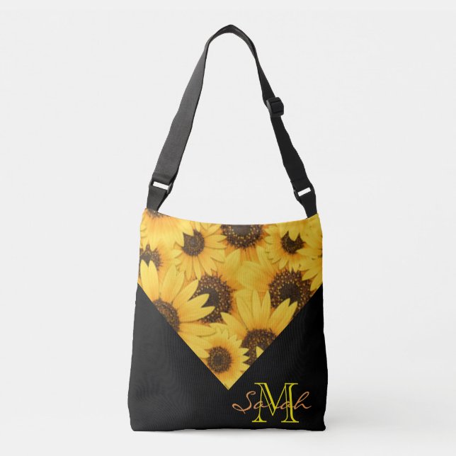 Sac Ajustable Tournesols Jaunes Avec Monogramme (Devant)