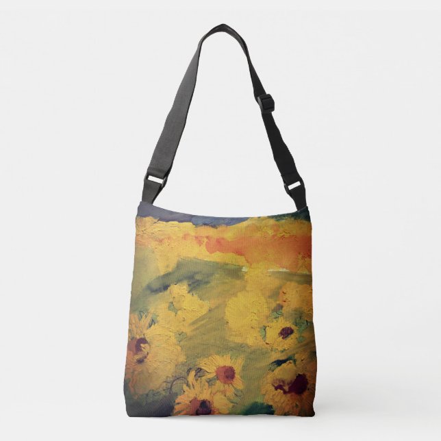 Sac Ajustable Tournesols, peinture florale Fourre-tout (Devant)