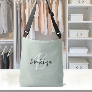 Sac Ajustable Trendy Vert Sauge Noir Blanc Monogramme