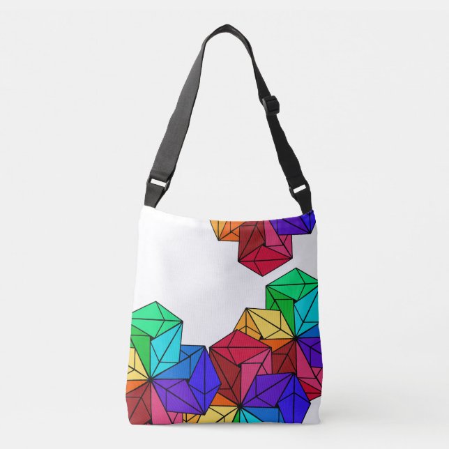 Sac Ajustable Triangles de cubes arc-en-ciel lumineux 3D en blan (Devant)