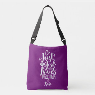 Sac Ajustable Triathlon Whimsycal Chic Purple White Calligraphie
