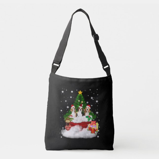 Sac Ajustable Trois Père Noël Beagle Avec Arbre De Noël (Devant)
