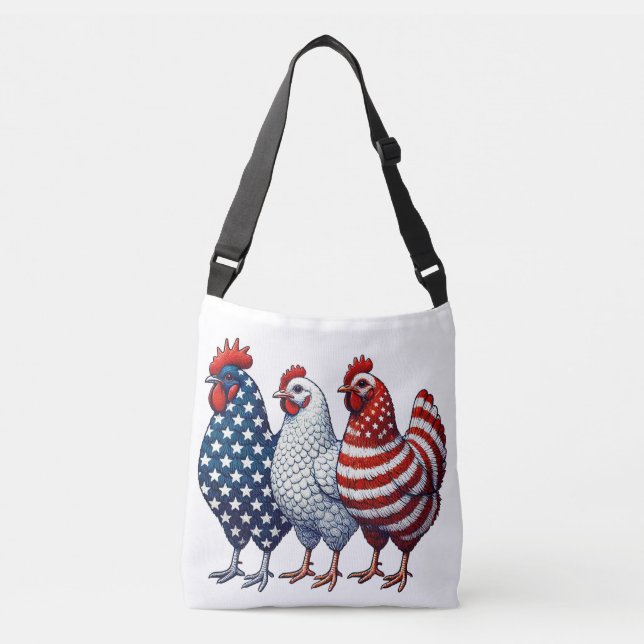 Sac Ajustable Trois Poulets Patriotiques (rouge, blanc et bleu) (Devant)