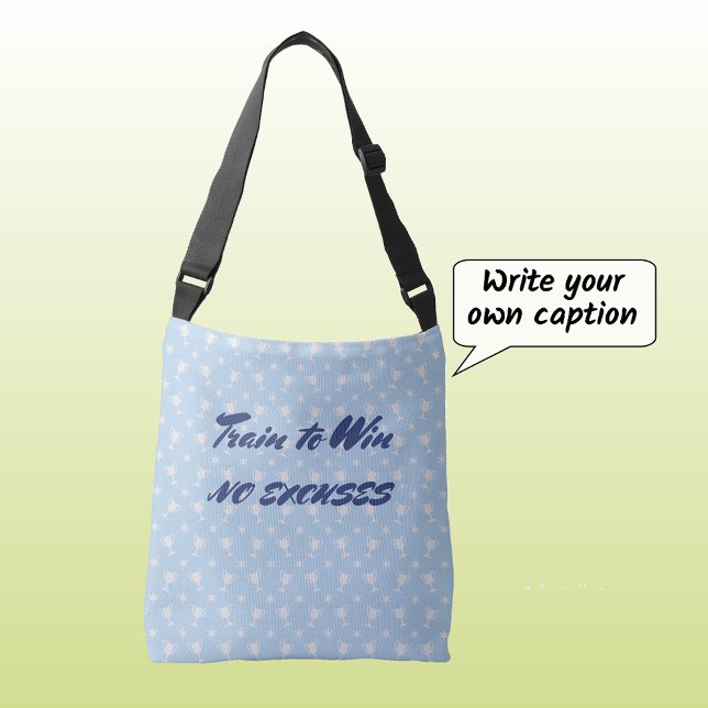 Sac Ajustable Trophée sportif motivationnel texte personnalisé b (Cross-body bag light blue)