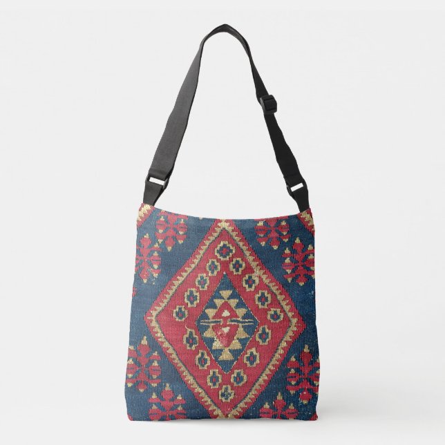 Sac Ajustable Turc Kilim Tapis tapis Antique Rouge Bleu (Devant)