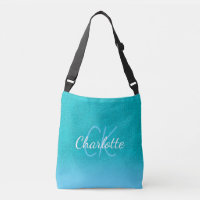 Turquoise bleu parties scintillant aqua vert monog