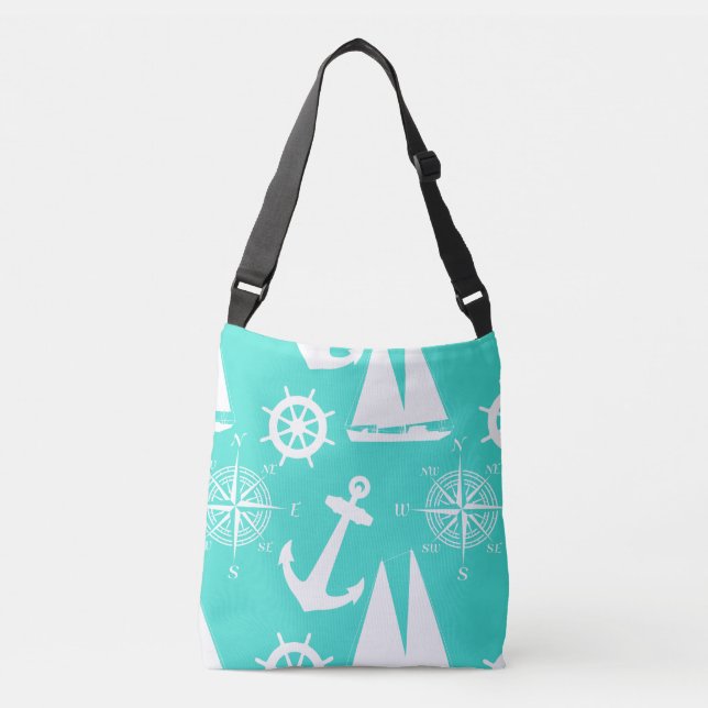 Sac Ajustable Turquoise White Nautical Coastal Boating (Devant)