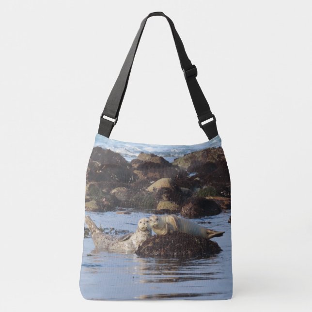 Sac Ajustable Un couple de phoques communs mignons posant (Devant)