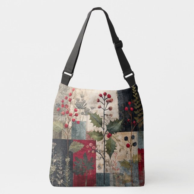 Sac Ajustable Un Patchwork Rustique d'Hiver à la Baie de Houx (Devant)