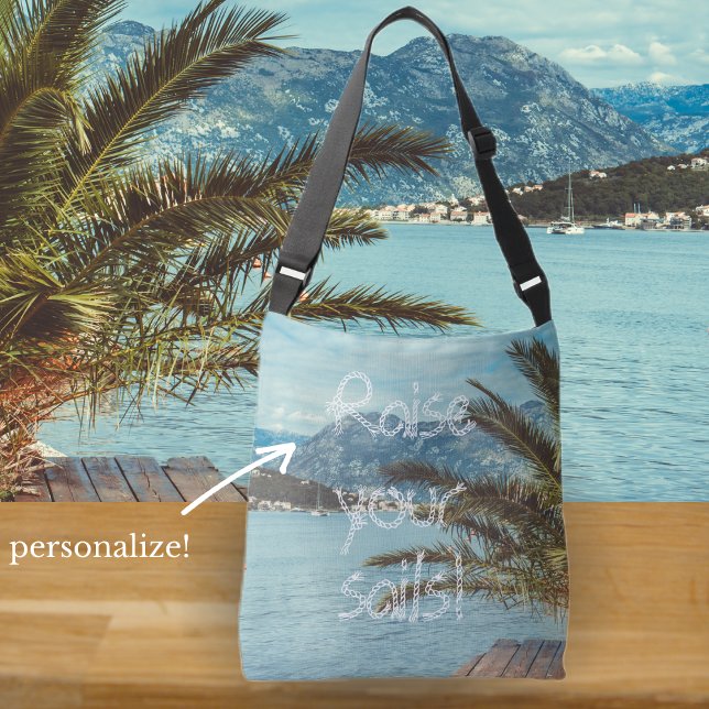 Sac Ajustable Un paysage marin avec montagnes et palmier (Créateur téléchargé)