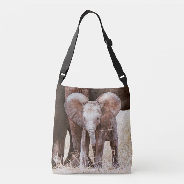 Sac Ajustable Un petit éléphant mignon africain avec maman (Dos)
