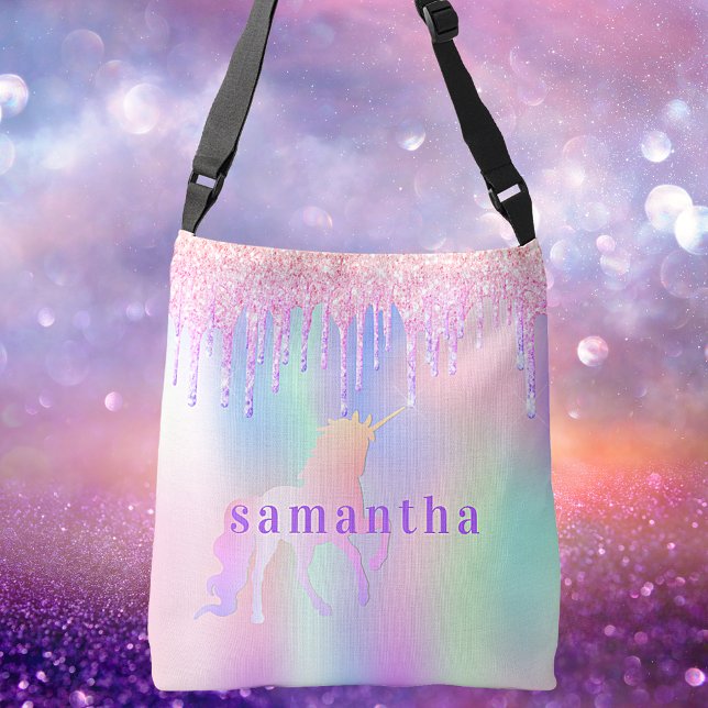 Sac Ajustable Unicorn parties scintillant gouttes rose violet mo (Créateur téléchargé)