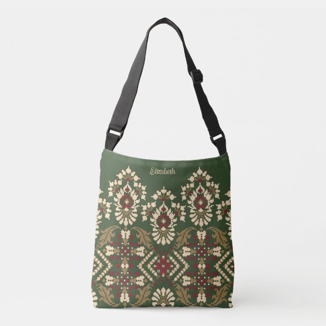 Sac Ajustable Unique Oriental Antique Tapis Vert Kilim Personnal (Devant)