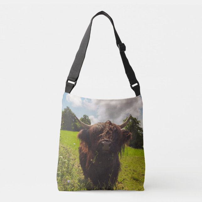 Sac Ajustable Vache noire pâturage vert champ soleil (Devant)