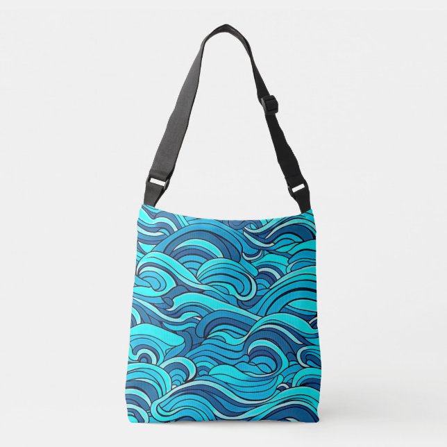 Sac Ajustable Vagues d'eau de l'océan bleu turquoise abstrait | (Devant)