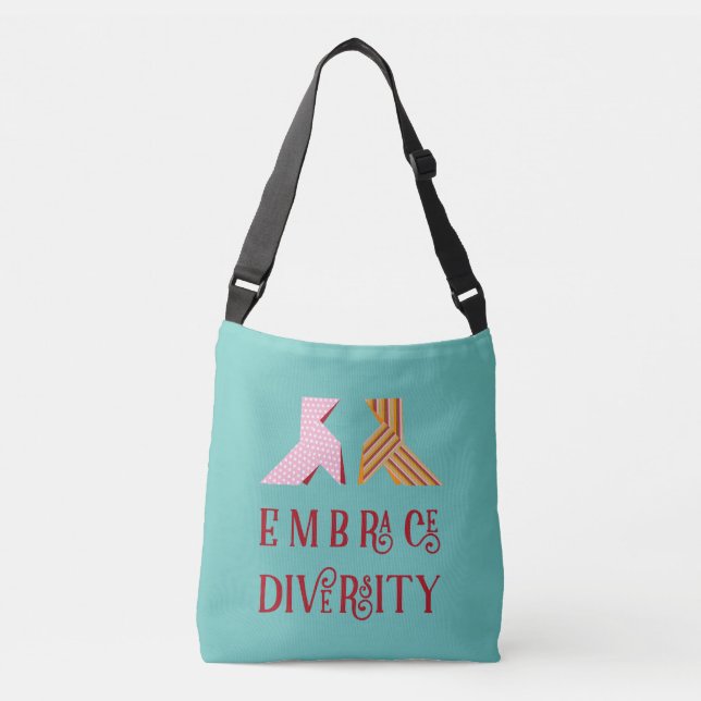 Sac Ajustable Various Paper Bow Couple Embrace Diversity Quote (Devant)