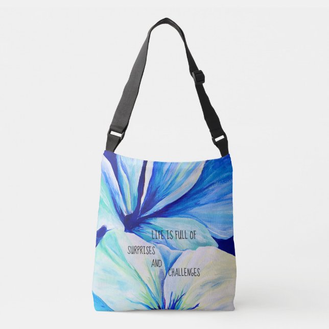 Sac Ajustable Vattenfärgen Pétales Fleur Bleu Perse Mönster (Devant)