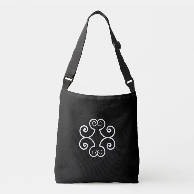 Sac Ajustable Vecteur spirale blanc sur fond noir (Devant)