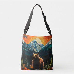 Sac Ajustable Verre tendu Faune Montagne Ours couché de soleil