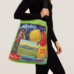 Sac Ajustable vers 1900 Appleton Apples crate étiquette print
